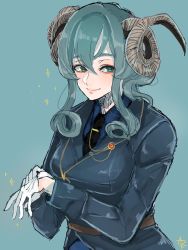 Rule 34 | a-maru (aaa circle0110), blue hair, blue sailor collar, blue skirt, collared shirt, commentary request, gloves, gotland (kancolle), half gloves, highres, horns, kantai collection, kemonomimi mode, long hair, looking to the side, military, military uniform, mole, mole under eye, neckerchief, necktie, sailor collar, shirt, skirt, uniform, white gloves