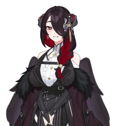 Rule 34 | 1girl, black hair, black wings, braid, colored inner hair, dasdokter, demon horns, feathered wings, highres, hololive, hololive english, horns, long hair, looking at viewer, mamarissa ravencroft, mature female, mole, mole under eye, multicolored hair, multiple girls, red eyes, side braid, smile, two-tone hair, virtual youtuber, wings, wrinkled skin