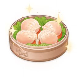 Rule 34 | artist request, bamboo steamer, commentary, dumpling, english commentary, food, food focus, game cg, genshin impact, lettuce, lowres, no humans, official art, simple background, sparkle, still life, third-party source, transparent background