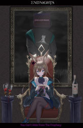 Rule 34 | 1girl, absurdres, ahoge, amiya (arknights), animal ears, arknights, bad id, bad pixiv id, blue eyes, blue footwear, bottle, brown hair, chair, commentary, cup, doctor (arknights), drinking glass, feet out of frame, hair between eyes, highres, huge filesize, jacket, long hair, long sleeves, looking at viewer, off shoulder, open clothes, open jacket, picture frame, rabbit ears, shirt, shoes, sitting, smile, solo, spoilers, white shirt, xxdentera