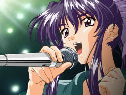 Rule 34 | 1990s (style), concert, long hair, matsuoka chie, microphone, music, ponytail, retro artstyle, sentimental graffiti, singing, solo, sweat