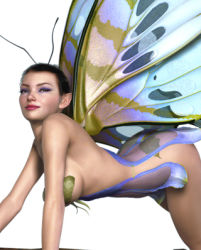 Rule 34 | 1girl, 3d, all fours, ass, breasts, fairy, female focus, lowres, simple background, solo, tagme, underboob, white background, wings