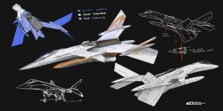 Rule 34 | absurdres, aircraft, airplane, airplane wing, asterozoa, black background, character sheet, fighter jet, highres, jet, military, military vehicle, multiple views, no humans, original, sketch, vehicle focus