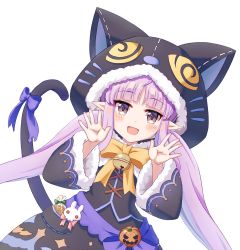 Rule 34 | 1girl, blush, cat tail, child, elf, halloween, halloween costume, highres, kyoka (princess connect!), looking at viewer, open mouth, pointy ears, princess connect!, purple hair, tail, teaaaaa511, twintails