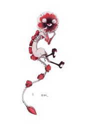 Rule 34 | animal feet, creature, flower, flower head, full body, highres, kamikiririp, no humans, one-eyed, original, solo, tail, tail flower, tail ornament, white background