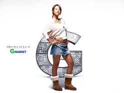 Rule 34 | 1girl, belt, boots, denim, fur boots, hands on own hips, korean text, lee hyori, looking at viewer, midriff, miniskirt, photo (medium), simple background, skirt, solo, sweater, white background