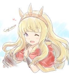 Rule 34 | 1girl, blonde hair, book, cagliostro (granblue fantasy), cape, crown, granblue fantasy, hairband, kiikii (kitsukedokoro), long hair, looking at viewer, one eye closed, open mouth, smile, solo