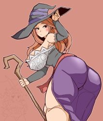 Rule 34 | 2girls, abs, ass, axe, bamman, breasts, dragon&#039;s crown, hat, highres, large breasts, long hair, multiple girls, muscular, muscular female, sideboob, sorceress (dragon&#039;s crown), stick, wand, weapon, wood