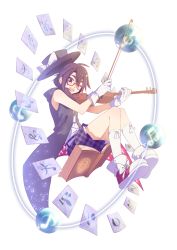 Rule 34 | absurdres, adapted costume, book, bow (music), brown hair, coat, fedora, glasses, gloves, hat, highres, instrument, ko kita, musical note, occult ball, plaid, plaid skirt, shoes, skirt, sleeveless, sleeveless coat, smile, sneakers, touhou, usami sumireko, violin