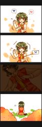 Rule 34 | 4koma, ascot, blush, comic, dark, discharge cycle, female focus, flower, from behind, gloom (expression), green hair, hair over one eye, heart, highres, holding, holding flower, kazami yuuka, lonely, long image, petals, plaid, plaid skirt, plaid vest, plucking petals, red eyes, short hair, sigh, silent comic, sitting, skirt, skirt set, tall image, tobi (discharge cycle), touhou, unmoving pattern, vest