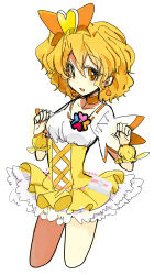 00s 1girl blush choker cure_pine dress earrings eyelashes female_focus fresh_precure! frilled_dress frills hair_ornament hair_ribbon happy jewelry looking_at_viewer lowres magical_girl matching_hair/eyes orange_dress orange_eyes orange_hair ponytail precure ribbon shijima_(agkm) short_hair side_ponytail simple_background sketch smile solo white_background wrist_cuffs yamabuki_inori