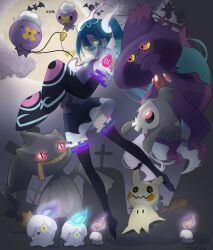 Rule 34 | 1girl, absurdres, aqua hair, banette, black thighhighs, creatures (company), detached sleeves, drifloon, duskull, fire, game freak, gen 1 pokemon, gen 2 pokemon, gen 3 pokemon, gen 4 pokemon, gen 5 pokemon, gen 7 pokemon, ghost, ghost miku (project voltage), glitch, gradient hair, graveyard, grey shirt, hair between eyes, hatsune miku, highres, litwick, long hair, mimikyu, mismagius, moon, multicolored hair, murkrow, necktie, nintendo, nonkun, pale skin, parted lips, pokemon, pokemon (creature), project voltage, red eyes, see-through, see-through skirt, shirt, skirt, sleeves past fingers, sleeves past wrists, thighhighs, tombstone, twintails, very long hair, vocaloid, will-o&#039;-the-wisp (mythology), woobat, yellow eyes, zipper, zipper pull tab, zubat