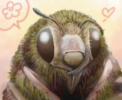 Rule 34 | bee, bug, flower, heart, insect, no humans, orange541, original, portrait, realistic, solo, speech bubble