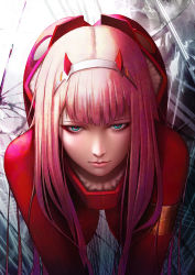 Rule 34 | 1girl, absurdres, darling in the franxx, highres, horns, pink hair, red horns, yoneyu, zero two (darling in the franxx)