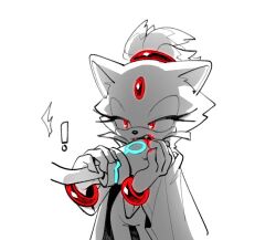 Rule 34 | !, 1boy, 1girl, biting another&#039;s hand, biting hand, blaze the cat, blood, cape, fangs, furry, furry female, gloves, half-closed eyes, holding hands, kiioki11, limited palette, red eyes, silver the hedgehog, solo focus, sonic (series), vampire