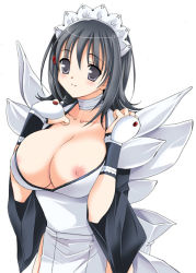 Rule 34 | 1girl, breasts, flipped hair, iroha (samurai spirits), kanekiyo miwa, large breasts, maid, nipples, samurai spirits, smile, solo