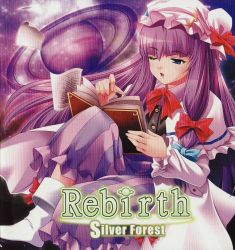 Rule 34 | 1girl, album cover, book, cover, female focus, highres, patchouli knowledge, rakujin, scan, scan artifacts, silver forest, solo, touhou, wink