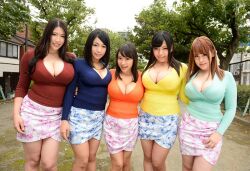 Rule 34 | 5girls, asian, breasts, cleavage, japanese (nationality), jav, large breasts, mature female, multiple girls, real life, shibuya kaho, skirt, urpw-024