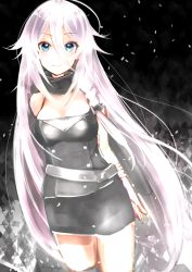 Rule 34 | 1girl, ahoge, artist name, blue eyes, ia (vocaloid), long hair, looking at viewer, mofuruo, silver hair, skirt, smile, solo, tank top, vocaloid