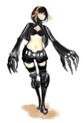 Rule 34 | 1girl, bikini, bikini top only, black gold saw, black gold saw (cosplay), black rock shooter, brown hair, cosplay, cropped jacket, drawfag, hair over one eye, oversized forearms, oversized limbs, short hair, shorts, solo, suzumiya haruhi, suzumiya haruhi no yuuutsu, swimsuit, thighhighs
