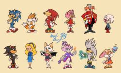 Rule 34 | 6+boys, 6+girls, amy rose, angelbee623, animal ears, animal nose, artist name, bat girl, blaze the cat, blue fur, character request, closed mouth, commentary, cream the rabbit, dr. eggman, dress, english commentary, everyone, fire, fox boy, furry, furry female, furry male, gloves, glowing, glowing hand, hanna-barbera, hedgehog boy, highres, knuckles the echidna, maria robotnik, multiple boys, multiple girls, open mouth, parody, red dress, red footwear, rouge the bat, shadow the hedgehog, shoes, silver the hedgehog, simple background, smile, sonic (series), sonic the hedgehog, standing, style parody, tail, tails (sonic), thick mustache, two-tone fur, white gloves
