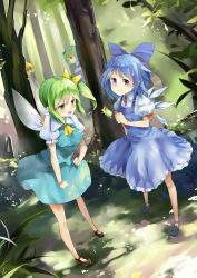 Rule 34 | 4girls, absurdres, antennae, blonde hair, blue eyes, blue hair, blush, bow, breasts, cirno, daiyousei, dress, fairy wings, forest, frog, grass, green eyes, green hair, hair bow, hair ribbon, highres, ice, ice wings, long hair, long sleeves, multiple girls, nature, open mouth, puffy sleeves, red eyes, ribbon, rumia, shirt, short hair, short sleeves, side ponytail, skirt, smile, tomoko waves, touhou, tree, wings, wriggle nightbug