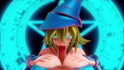 Rule 34 | 1boy, 1girl, 3d, animated, artist request, bare shoulders, blonde hair, blush, blush stickers, breast press, breasts, breasts squeezed together, cleavage, collar, cum, dark magician girl, detached sleeves, erection, facial, fellatio, green eyes, happy, hat, hetero, large breasts, long hair, looking at another, looking at viewer, magic circle, magical girl, open mouth, oral, paizuri, paizuri under clothes, penis, shiny skin, smile, sound, video, window, wizard hat, yu-gi-oh!, yu-gi-oh! duel monsters