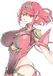 Rule 34 | 1girl, breasts, highres, large breasts, pyra (xenoblade), red eyes, red hair, short hair, solo, ug333333, xenoblade chronicles (series), xenoblade chronicles 2