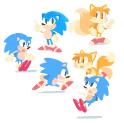 Rule 34 | blue hedgehog, fox, furry, furry male, gigi d.g., male focus, multiple tails, red footwear, running, sonic (series), sonic the hedgehog, sonic the hedgehog (classic), source request, tail, tails (sonic), two tails