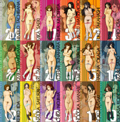 Rule 34 | 6+girls, breasts, character chart, highres, iida keiko, k-on!, kinoshita shizuka, makigami kimiko, manabe nodoka, matsumoto mifuyu, multiple girls, nipples, nojima chika, nude, okada haruna, ota ushio, pubic hair, pussy, saeki mika, sakurai natuka, sasaki yoko, sato akane, spiketail, sunahara yoshimi, tachibana himeko, takahashi fuko, taki eri, uncensored, wakaoji ichigo
