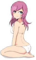 Rule 34 | 1girl, aqua eyes, ass, bikini, blush, breasts, closed mouth, hair between eyes, heart, inazuma eleven (game), inazuma eleven (series), multicolored hair, pink hair, simple background, sitting, sitting on person, solo, swimsuit, white background, white bikini