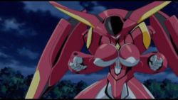 Rule 34 | animated, animated gif, attack, breasts, cannon, chest beam, directed-energy weapon, energy, energy beam, energy cannon, energy weapon, firing, huge breasts, mecha, night, outdoors, robot, shinkon gattai godannar!!, sky, solo, standing, valspinner, weapon, wings