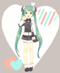 Rule 34 | 1girl, bad id, bad pixiv id, child, green eyes, green hair, hatsune miku, long hair, matching hair/eyes, open mouth, pigeon-toed, project diva (series), project diva extend, solo, twintails, ura-omote lovers (vocaloid), very long hair, vocaloid, waving, yo (toriyyyyy)
