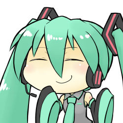 Rule 34 | bad id, bad pixiv id, chibi, detached sleeves, green hair, hatsune miku, long hair, necktie, rif, smirk, solo, twintails, vocaloid