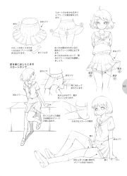 Rule 34 | 1girl, absurdres, highres, how to, image sample, monochrome, sitting, translation request