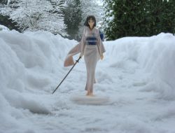 Rule 34 | barefoot, figure, japanese clothes, kara no kyoukai, kimono, photo (medium), ryougi shiki, snow, sword, weapon