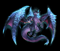 Rule 34 | bahamut (final fantasy), black background, claws, dragon, final fantasy, final fantasy explorers, glowing, glowing eyes, monster, official art, spikes, square enix, tail, wings