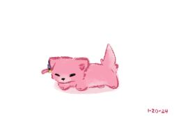 Rule 34 | animal focus, animalization, bocchi the rock!, bocchidaily, cat, closed eyes, commentary, cube hair ornament, dated, english commentary, full body, gotoh hitori, hair ornament, no humans, pink cat, simple background, solo, white background