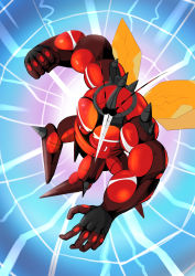 Rule 34 | absurdres, artist request, bug, buzzwole, clenched hands, creatures (company), full body, game freak, gen 7 pokemon, highres, incoming attack, insect wings, muscular, nintendo, no humans, pokemon, pokemon (creature), ultra beast, wings