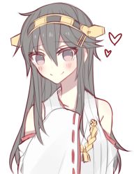 Rule 34 | 10s, 1girl, bare shoulders, black hair, brown eyes, commentary, hair ornament, hairband, hairclip, haruna (kancolle), heart, image sample, kantai collection, kvlen, looking at viewer, nontraditional miko, sleeves past wrists, smile, solo, tsurime, tumblr sample, wide sleeves