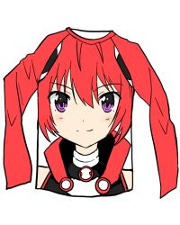 Rule 34 | 1girl, gender request, genderswap, mitsuka souji, ore twintail ni narimasu, purple eyes, red hair, shirt, simple background, smile, solo, tailred, white background, yuto (dialique)