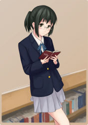 Rule 34 | black hair, book, brown eyes, extra, glasses, inumimin, k-on!, miyamoto akiyo, ponytail, school uniform, short hair