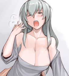 Rule 34 | 00s, 1girl, breasts, casual, cleavage, large breasts, aged up, rozen maiden, solo, suigintou, third-party edit, tsuda nanafushi, yawning