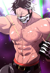 Rule 34 | 1boy, abs, bara, body hair, character request, male focus, mask, muscular, osu! banchou, pectorals, topless male, solo focus, sugo6969, tagme