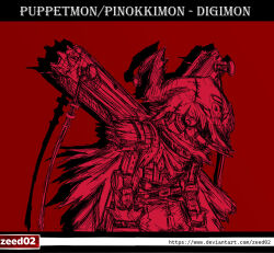 Rule 34 | belt, digimon, digimon (creature), hat, looking at viewer, pinochimon, skull, solo, wood
