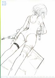 Rule 34 | 1girl, absurdres, back, battle rifle, fuyuno haruaki, gun, highres, m14, rifle, sketch, solo, fuyuno haruaki, weapon