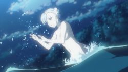 Rule 34 | 10s, 1girl, animated, animated gif, blue hair, fin e ld si laffinty, flower, hair flower, hair ornament, lowres, non-web source, nude, rinne no lagrange, short hair, solo, splashing, water