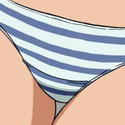 Rule 34 | 1girl, blue stripes, crotch, francesca lucchini, grey background, kakeru (msjatl80), panties, simple background, solo, strike witches, striped clothes, striped panties, underwear, world witches series