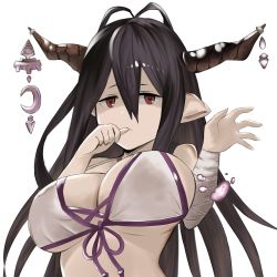 Rule 34 | 10s, 1girl, antenna hair, artist request, breasts, cleavage, danua, granblue fantasy, hair between eyes, highres, jewelry, necklace, pointy ears, solo, tagme
