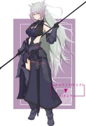 Rule 34 | 1girl, ahoge, animal ears, armor, armored dress, atalanta (fate), atalanta alter (fate), black thighhighs, breasts, cat ears, chain, cosplay, fate/grand order, fate (series), flag, gauntlets, green eyes, highres, jeanne d&#039;arc (fate), jeanne d&#039;arc alter (avenger) (fate), jeanne d&#039;arc alter (fate), jeanne d&#039;arc alter (fate) (cosplay), long hair, medium breasts, navel, shim922kou, silver hair, solo, tail, thighhighs, very long hair